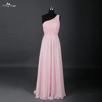RSE608 Rožinės spalvos Ilgą Šifono Vieną Petį Bridesmaid Dresses
