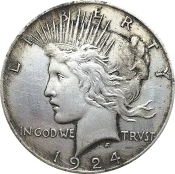 Jungtinės Amerikos valstijos, JAV 1924 Laisvės Monetos Dievu Mes pasitikime 1 Vieno Taikos Doleris Cupronickel Sidabro Padengtą Kopijuoti Monetas