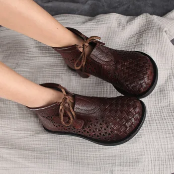 Careaymade-Originalus rankų darbo naujas tuščiaviduriai skylę batai moterų didįjį pirštą vienintelis odos audiniai cool aukštos viršų batai moteriški vieną batai