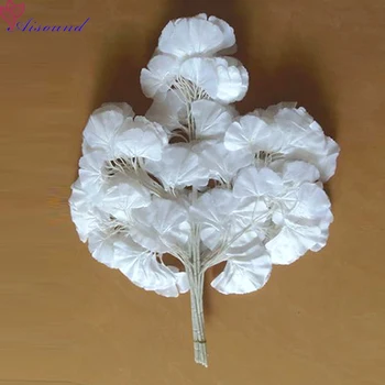 24pcs Dekoro gėlės baltos šilko dirbtiniai lapai namų puošybai mulberry & gingko lapų vestuves arch vestuvių SKELBIMĄ