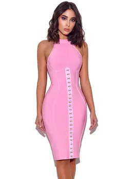 2020 Moterims Seksualus Mados Blizgučiais Rožinė Tvarstis Suknelė Elegantiškas Dizaineris Bodycon Elegantiškas Prašmatnus Bakas Šalis Suknelė Vestido