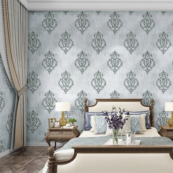 Aukštos kokybės Europos 3D prabangūs miegamojo tapetai Damaske neaustinių kambarį fono sienos popieriaus povas žalia namų dekoro