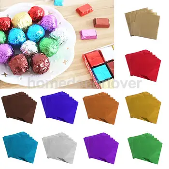 100vnt Šokolado Saldainiai, Saldainių Vyniojimo Pakuotėje Popierius, Aliuminio folija, Įpakavimo 8 x 8cm (Pasirinkti spalva)