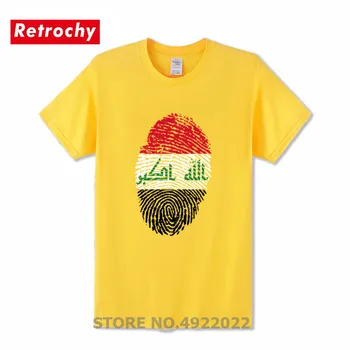 Irako Vėliava pirštų Atspaudų T-shirt Vasaros Mados O-Kaklo, Medvilnės Marškinėlius Atsitiktinis JDM Marškinėliai Retro VTR Dizainas, Stalviršiai, Miesto Prekės ženklo Tees