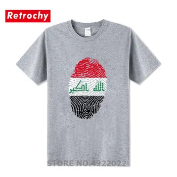 Irako Vėliava pirštų Atspaudų T-shirt Vasaros Mados O-Kaklo, Medvilnės Marškinėlius Atsitiktinis JDM Marškinėliai Retro VTR Dizainas, Stalviršiai, Miesto Prekės ženklo Tees