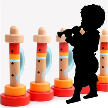 Spalvingi Mediniai Muzikiniai Žaislai Montessori Trimitas Buglet Hooter Trimito Žaislai Priemonė Vaikams Muzikinis Žaislas Dovanos