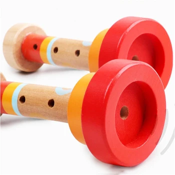 Spalvingi Mediniai Muzikiniai Žaislai Montessori Trimitas Buglet Hooter Trimito Žaislai Priemonė Vaikams Muzikinis Žaislas Dovanos