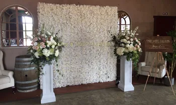 Puikiai 2,4 M x 2,4 M Dramblio kaulo Vestuvės Gėlių Sienos gėlių fonas vestuvių etape apdaila, įskaitant gėlių ir vamzdžio stovas