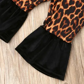 2VNT Bamblys Leopard Drabužius Tracksuit 0-24M Kūdikių Mergaičių Komplektus Nustatyti Trumpas Rankovės marškinėliai+Kelnės Rinkinys