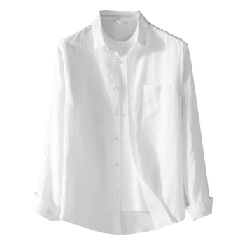 Pavasarį ir rudenį lino marškinėliai vyrams, atsitiktinis ilgomis rankovėmis marškinėliai vyrams, prekės linų patogus baltos spalvos marškinėliai vyrams chemise camisa