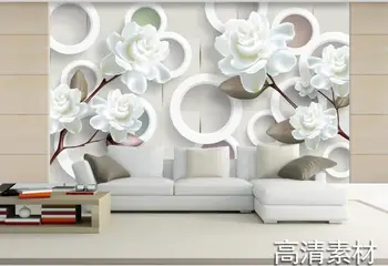 Custom 3D freskomis,Paprastas, modernus baltas bijūnas papel de parede,viešbutis, restoranas, gyvenamasis kambarys su sofa-lova, TV miegamajame šiuolaikinių tapetų dizainas