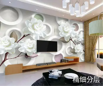 Custom 3D freskomis,Paprastas, modernus baltas bijūnas papel de parede,viešbutis, restoranas, gyvenamasis kambarys su sofa-lova, TV miegamajame šiuolaikinių tapetų dizainas