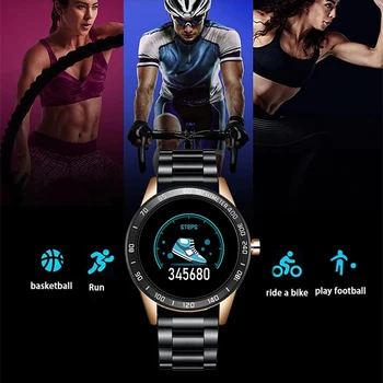 Smart Watch Vyrų IP67 atsparus Vandeniui Smartwatch Pedometer Širdies ritmą, Kraujo Spaudimą, Stebėti Verslo Plieno Apyrankė 