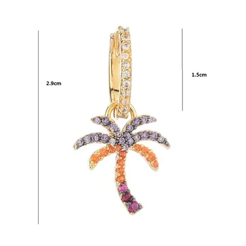 Vaivorykštė, kalnų krištolas Palmių atogrąžų auskarai moterims prabangos dizaineris maža maža hoopas auskarai su medžio žavesio mados 2021