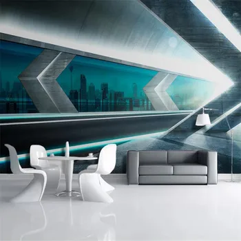 Milofi užsakymą 3D tapetai, freskos šiuolaikinės 3D technologijos mieste, užmiestyje kosmoso fone sienos gyvenimo kambario, miegamasis apdailos dažymo