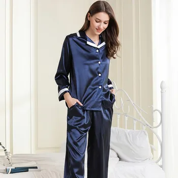 Naujas Moterų Pižama Rinkiniai Rudenį pižamos moterims Pijamas Nustatyti Šilko Sleepwear Pijama naktiniai drabužiai Feminino mujer Homewear