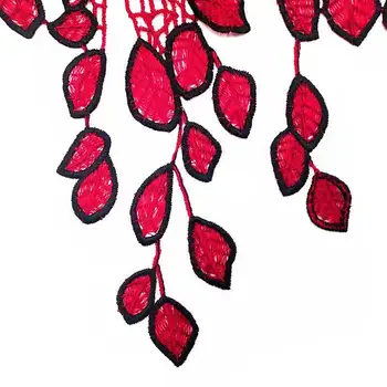Bauda Raudona Juoda Gėlių Siuvinėtos Aplikacijos, Nėrinių Iškirptės Apykakle Vakarinę Suknelę Guipure Drabužių Siuvimo Puošmenų Scrapbooking