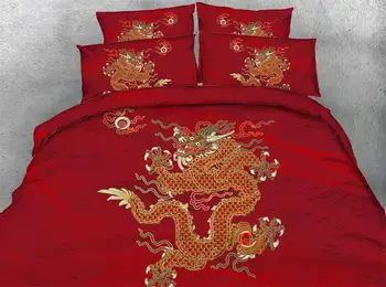 3d atspausdintas lovatiesė coverlets antklodžių užvalkalus patalynės komplektas twin visą karalienė, karalius cal king size austi 500TC Kinijos dargon spausdinti raudona