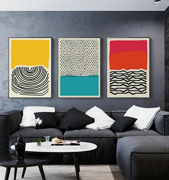 Drobė sienos menas be rėmelio Abstrakčių geometrinių sienos nuotrauka už kambarį derliaus kambario dekoro spalvinga drobė plakatas Spaudiniai