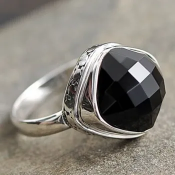 925 sidabro gamtos cut black akmens žiedas moteris mados asmenybės S925 gryno sidabro moteris žiedai originalus sidabro papuošalai