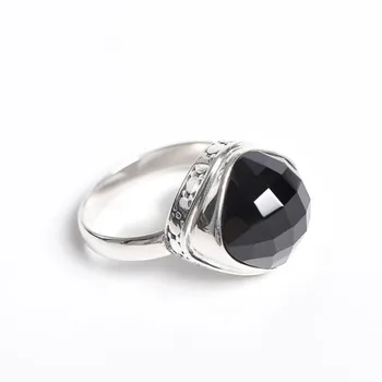 925 sidabro gamtos cut black akmens žiedas moteris mados asmenybės S925 gryno sidabro moteris žiedai originalus sidabro papuošalai