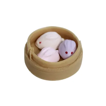 3Pcs 1/12 Miniatiūriniai Lėlių Priedai Mini Bandelė su Krepšelį Modeliavimas Maisto Desertas Modelis Žaislai Doll House Dekoro
