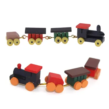 2018 Naujos Medienos Traukinių Modelis Žaislai, Dovanos Vaikams 1/12 Lėlių Miniatiūrinės Tapybos Medinis Žaislas Traukinio Rinkinį ir Vežimėliai