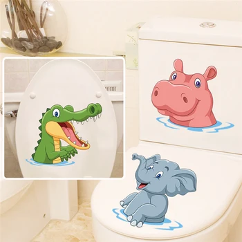 Hippo dramblys Krano krokodilas vonios sienos lipdukas vonios kambarys dekoro Kabineto lipdukas vaikų kambario apdaila, namo apdaila vinilo