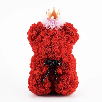 Kūrybos Valentino Dienos Dovanų Vyrai Moterys Cute Lėlės 25cm Dirbtinių Gėlių, Rožių Meškiukas Mokytojas ir Motinos Diena Dovana