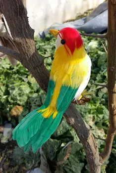 Apie 12cm putų&spalvotų plunksnų paukštis dirbtinis paukštis, buities,sodo puošmena prop dovana a2518