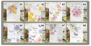 Elegantiškas Butterly gėlė atvirukai popieriaus su gimtadieniu kortelės draugui - 8 dizainų