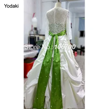 Realios Nuotraukos Ballgown Vestuvių Suknelės Ilgomis Rankovėmis Nėrinių Vertus Crystal Duobute Klostyti Ruched Su Varčios Ilgio Vestuvinės Suknelės 2018