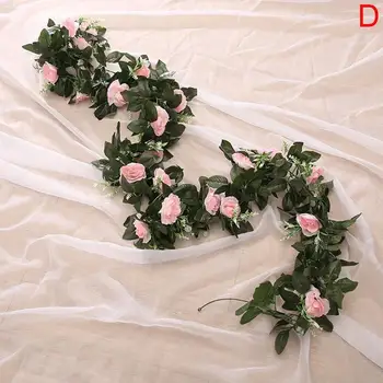 Pranešk apie netikrą gėlės Dirbtinio Šilko Rožė Gėlių Netikrą Ivy Vynuogių Kabinti vestuvių Vynmedžių Pumpurų Šalies String puošyba Girliandą M0W8