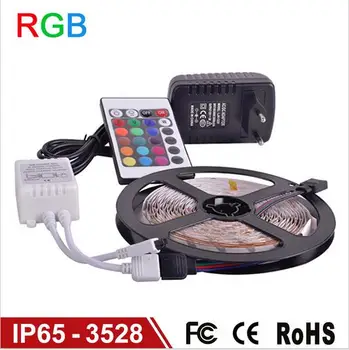 RGB LED Juostelės Šviesos Vandeniui IP65 60LEDs/m 5M 2835 SMD Lanksti RGB Šviesos LED Juosta IR Nuotolinis Valdiklis 12V 2A Maitinimo šaltinis