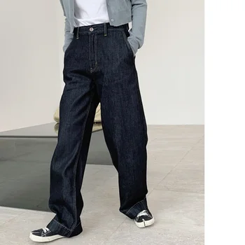 Rudenį Moterų High Waisted Džinsai Vintage Streetwear Didelis Kišenės Prarasti Legging Tiesiai Džinsinio Audinio Kelnės Moteriška Krovinių Kelnės