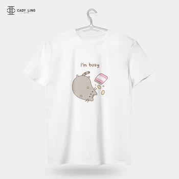 2020 Naujų Gražių Atspausdintas T-shirt Linija Vasaros Moterų Marškinėliai Trumpas Rankovėmis korėjos Stiliaus Plonas Skirsnio O-Kaklo Marškinėliai, Topai