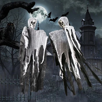 1 Vnt Kaukolė Helovinas Kabinti Dvasios Haunted House Grim Reaper Siaubo Rekvizitai Durų Dekoras Ilgalaikis Helovinas Kabinti Apdaila