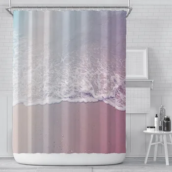 Blush Pink Pajūrio Peizažai Dušo Užuolaidų Komplektas su 12 Kabliukų Apdailos Vonios kambarys