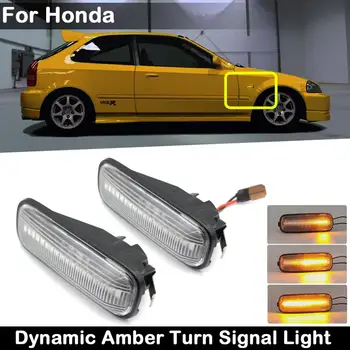 2vnt Aišku, Objektyvas, LED Šoninis Gabaritinis Žibintas Dinaminis Gintaro Posūkio Signalo Lemputė Honda Accord Civic CR-V 