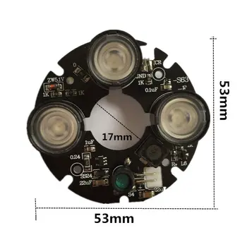 3 matrica IR led Vietoje Šviesos Spindulių 3x IR LED valdybos CCTV kameros, naktinio matymo (skersmuo-53mm)