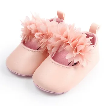 Pavasario Kūdikių Nėrinių Gėlių Baby Girl PU Pirmą Vaikštynės Anti-slip Minkšta Pado Apačioje Vaikščioti Princess Bateliai