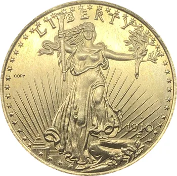 Jungtinių Amerikos valstijų 20 Dolerių Saint-Gaudens - Dvigubas Erelis su moto 1910 1910 D 1910 S Žalvario spalvos Metalinės Monetos Kopija