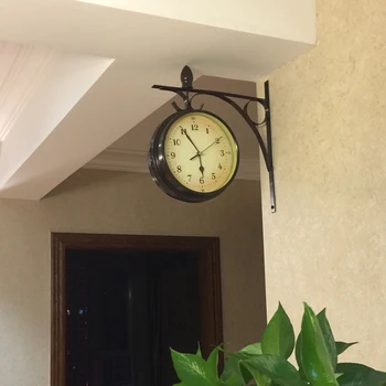 Šiaurės šalių Meno Sieninis Laikrodis dvipusis Kūrybos Silent Kambarį Metalo Sieninis Laikrodis Meno Reloj Sumalti Grande Namų Puošybai DB60WC