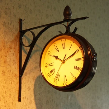 Šiaurės šalių Meno Sieninis Laikrodis dvipusis Kūrybos Silent Kambarį Metalo Sieninis Laikrodis Meno Reloj Sumalti Grande Namų Puošybai DB60WC