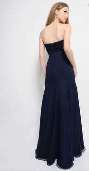 Gūsis nemokamas pristatymas 2021 vestido de festa stiliaus oficialią Mados ilgą šifono šalis promenadzie suknelė tamsiai mėlyna bridesmaid dresses