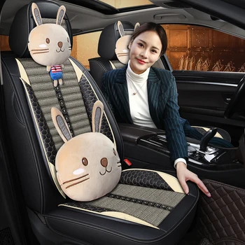Visiška PU Oda automobilių sėdynės padengti linų pluošto auto sėdynės apima Toyota auris corolla 