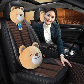 Visiška PU Oda automobilių sėdynės padengti linų pluošto auto sėdynės apima Toyota auris corolla 