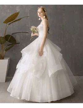 Vestido De Noiva 2021 Nauja Vestuvinė Suknelė, Elegantiškas Stebėjimo Grindų ilgis Nėrinių Kamuolys Suknelė Princesė Vestuvių Suknelė Chalatas De Mariee