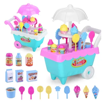 16pcs Modeliavimas mažo Dydžio, Vežimėliai Mergina Mini Krepšelį Ledų Parduotuvė Children 's Žaislai Žaisti Namuose Lentelė Kūdikių Žaislai