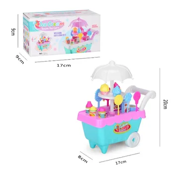 16pcs Modeliavimas mažo Dydžio, Vežimėliai Mergina Mini Krepšelį Ledų Parduotuvė Children 's Žaislai Žaisti Namuose Lentelė Kūdikių Žaislai